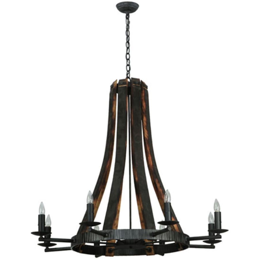 Meyda Tiffany Barrel Stave Madera 8 Light 42" Wide Taper Candle Style Chandelier - Natural Wood Finish
