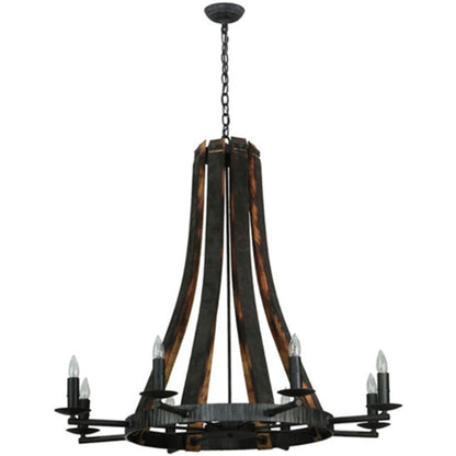 Meyda Tiffany Barrel Stave Madera 8 Light 42" Wide Taper Candle Style Chandelier - Natural Wood Finish