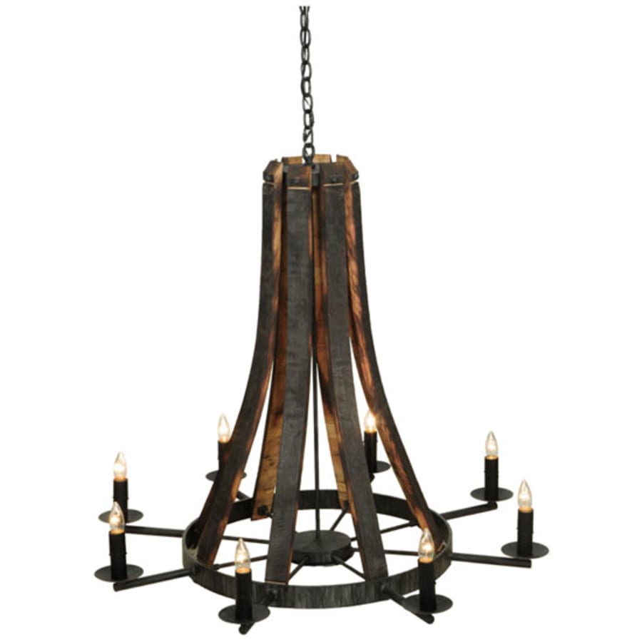 Meyda Tiffany Barrel Stave Madera 8 Light 42" Wide Taper Candle Style Chandelier - Natural Wood Finish