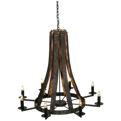 Meyda Tiffany Barrel Stave Madera 8 Light 42" Wide Taper Candle Style Chandelier - Natural Wood Finish