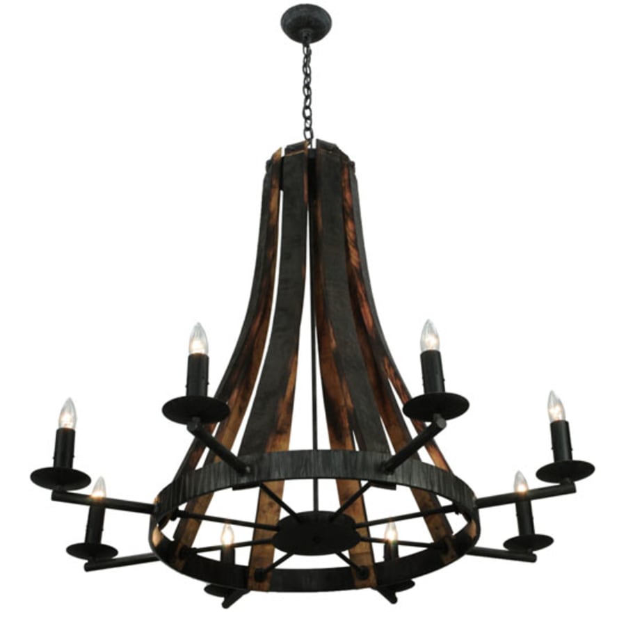 Meyda Tiffany Barrel Stave Madera 8 Light 42" Wide Taper Candle Style Chandelier - Natural Wood Finish
