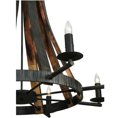 Meyda Tiffany Barrel Stave Madera 8 Light 42" Wide Taper Candle Style Chandelier - Natural Wood Finish