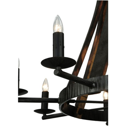 Meyda Tiffany Barrel Stave Madera 8 Light 42" Wide Taper Candle Style Chandelier - Natural Wood Finish