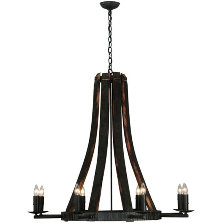 Meyda Tiffany Barrel Stave Madera 8 Light 42" Wide Taper Candle Style Chandelier - Natural Wood Finish