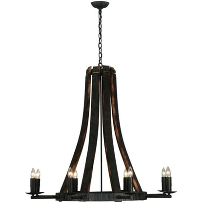 Meyda Tiffany Barrel Stave Madera 8 Light 42" Wide Taper Candle Style Chandelier - Natural Wood Finish