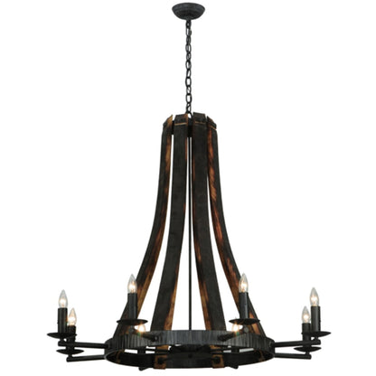 Meyda Tiffany Barrel Stave Madera 8 Light 42" Wide Taper Candle Style Chandelier - Natural Wood Finish