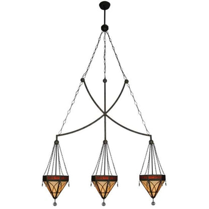 Meyda Tiffany Larkfield 3 Light 62" Wide Linear Pendant
