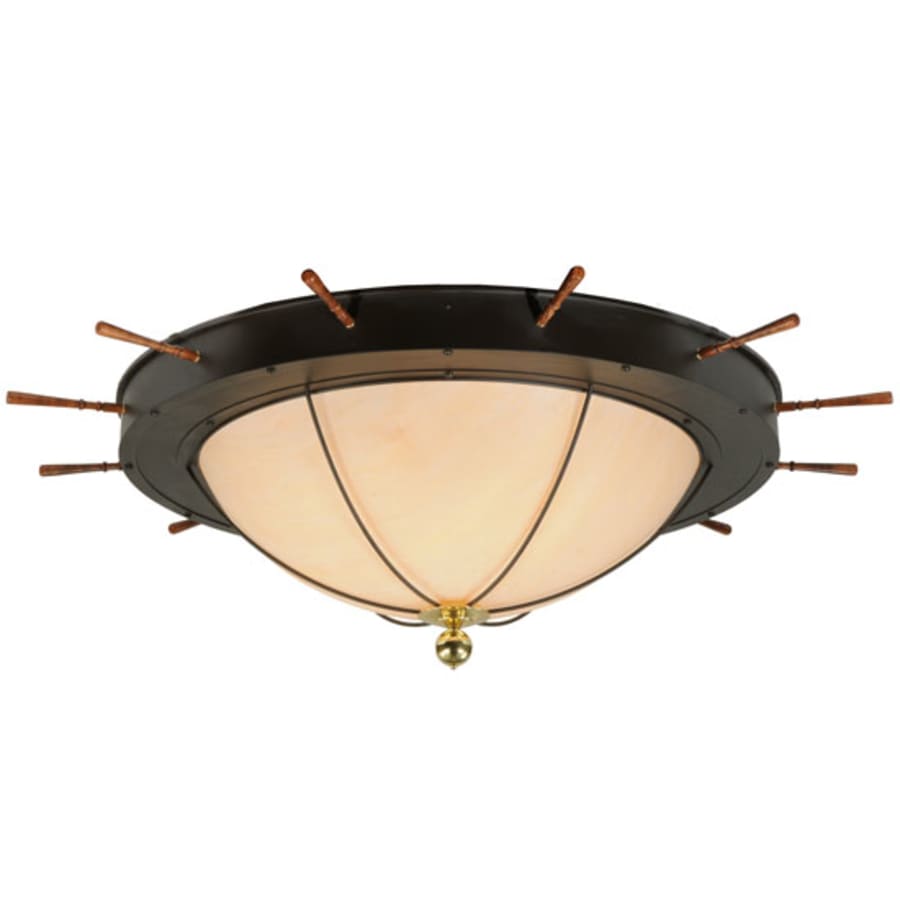 Meyda Tiffany Nautical 12 Light 74" Wide Flush Mount Bowl Ceiling Fixture with Faux Alabaster Shade - Oil Rubbed Bronze Finish
