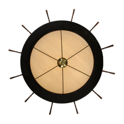Meyda Tiffany Nautical 12 Light 74" Wide Flush Mount Bowl Ceiling Fixture with Faux Alabaster Shade - Oil Rubbed Bronze Finish