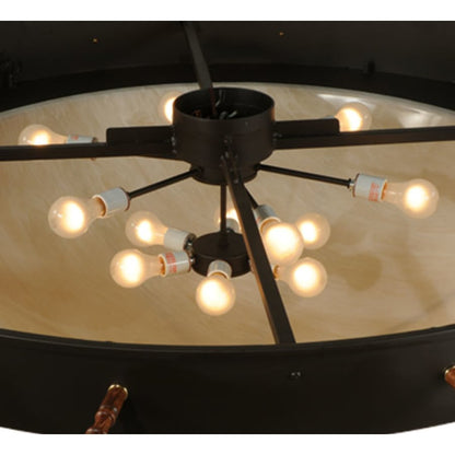 Meyda Tiffany Nautical 12 Light 74" Wide Flush Mount Bowl Ceiling Fixture with Faux Alabaster Shade - Oil Rubbed Bronze Finish