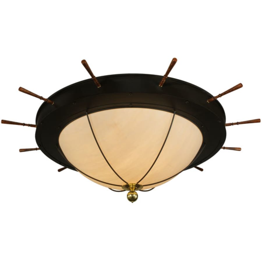 Meyda Tiffany Nautical 12 Light 74" Wide Flush Mount Bowl Ceiling Fixture with Faux Alabaster Shade - Oil Rubbed Bronze Finish