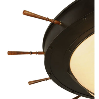 Meyda Tiffany Nautical 12 Light 74" Wide Flush Mount Bowl Ceiling Fixture with Faux Alabaster Shade - Oil Rubbed Bronze Finish