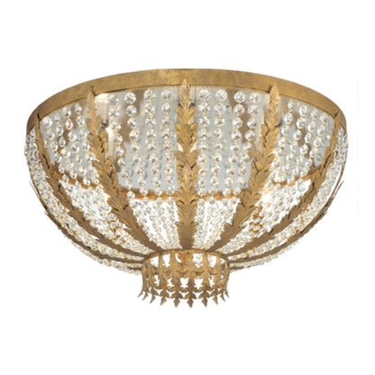 Meyda Tiffany Chrisanne 5 Light 33" Wide Flush Mount Bowl Ceiling Fixture - Pompeii Gold Finish