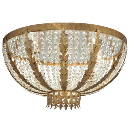 Meyda Tiffany Chrisanne 5 Light 33" Wide Flush Mount Bowl Ceiling Fixture - Pompeii Gold Finish