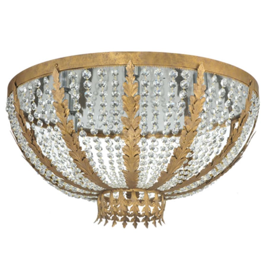 Meyda Tiffany Chrisanne 5 Light 33" Wide Flush Mount Bowl Ceiling Fixture - Pompeii Gold Finish