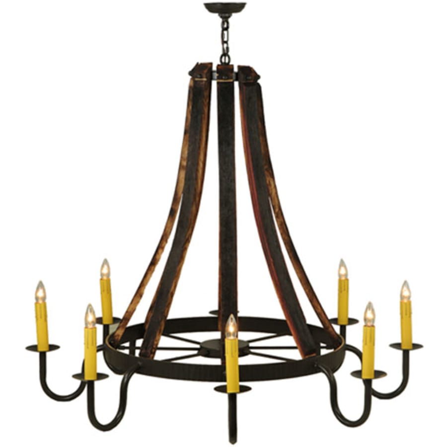 Meyda Tiffany Barrel Stave Madera 8 Light 48" Wide Taper Candle Style Chandelier - Natural Wood / Timeless Bronze Finish