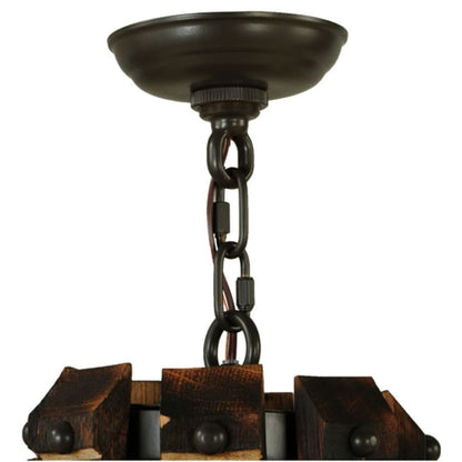 Meyda Tiffany Barrel Stave Madera 8 Light 48" Wide Taper Candle Style Chandelier - Natural Wood / Timeless Bronze Finish