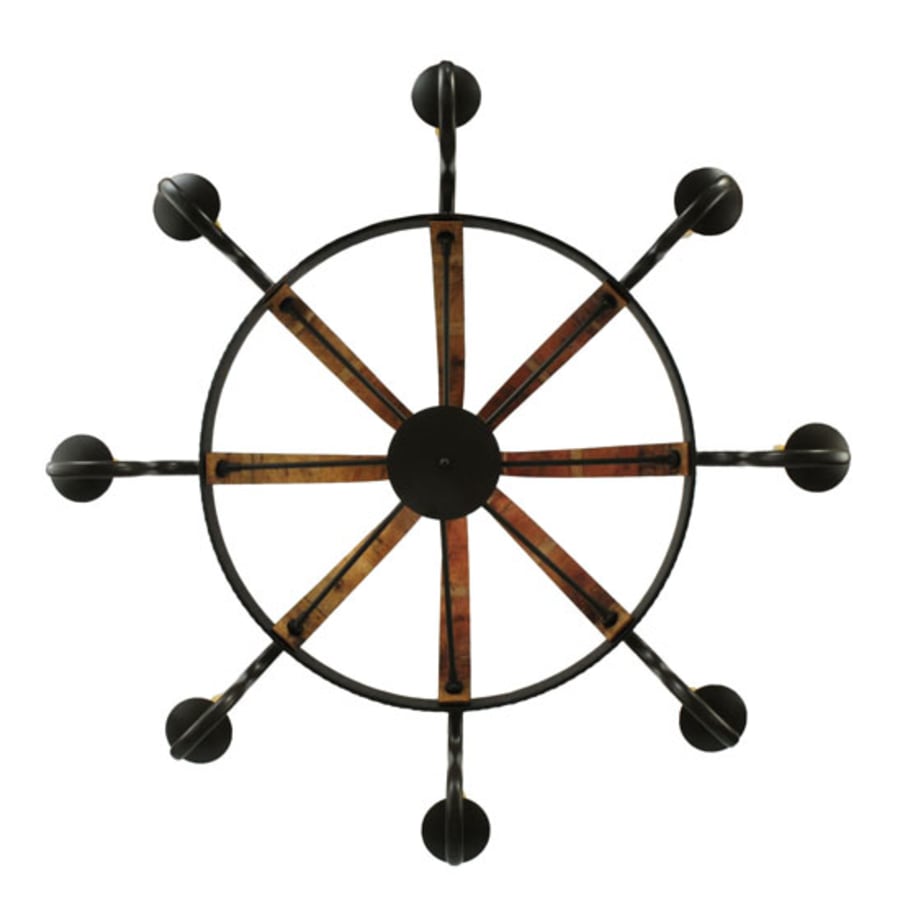 Meyda Tiffany Barrel Stave Madera 8 Light 48" Wide Taper Candle Style Chandelier - Natural Wood / Timeless Bronze Finish