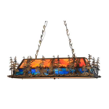 Meyda Tiffany Deer through the Trees 6 Light 52" Wide Linear Pendant