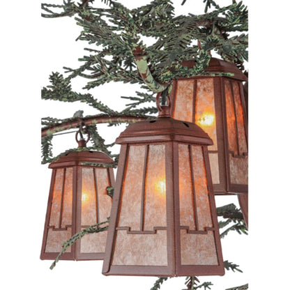 Meyda Tiffany Pine Branch Valley View 12 Light 52" Wide Chandelier with Silver Mica Shades - Rust Finish