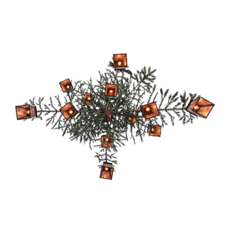 Meyda Tiffany Pine Branch Valley View 12 Light 52" Wide Chandelier with Silver Mica Shades - Rust Finish