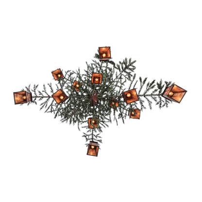 Meyda Tiffany Pine Branch Valley View 12 Light 52" Wide Chandelier with Silver Mica Shades - Rust Finish