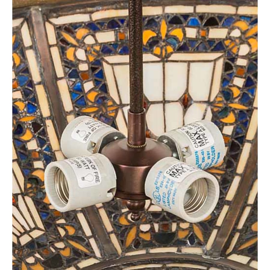 Meyda Tiffany Fleur-de-lis 4 Light 28" Wide Semi-Flush Bowl Ceiling Fixture - Copper Vein / Nu Gold Finish