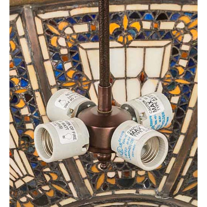 Meyda Tiffany Fleur-de-lis 4 Light 28" Wide Semi-Flush Bowl Ceiling Fixture - Copper Vein / Nu Gold Finish