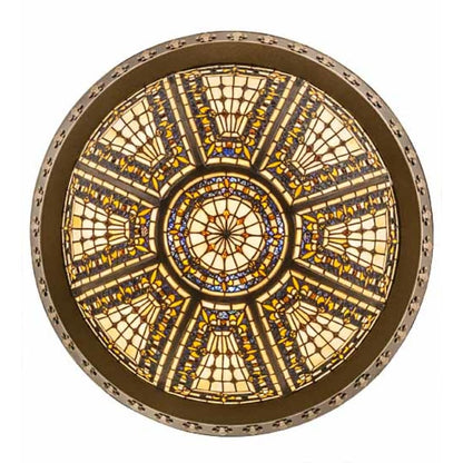 Meyda Tiffany Fleur-de-lis 4 Light 28" Wide Semi-Flush Bowl Ceiling Fixture - Copper Vein / Nu Gold Finish