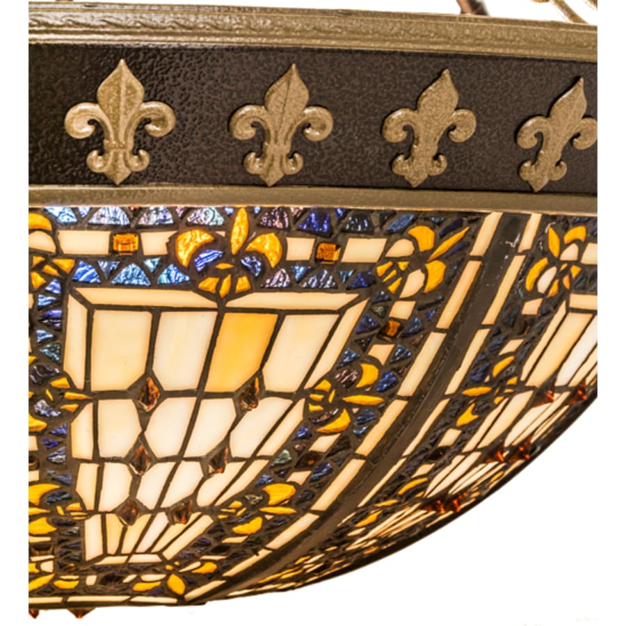 Meyda Tiffany Fleur-de-lis 4 Light 28" Wide Semi-Flush Bowl Ceiling Fixture - Copper Vein / Nu Gold Finish