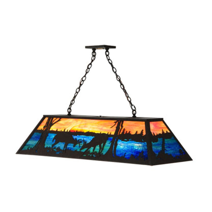 Meyda Tiffany Battling Bucks 9 Light 48" Wide Linear Pendant