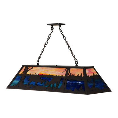 Meyda Tiffany Battling Bucks 9 Light 48" Wide Linear Pendant
