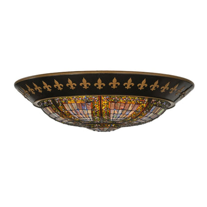 Meyda Tiffany Fleur-de-lis 8 Light 53" Wide Flush Mount Bowl Ceiling Fixture