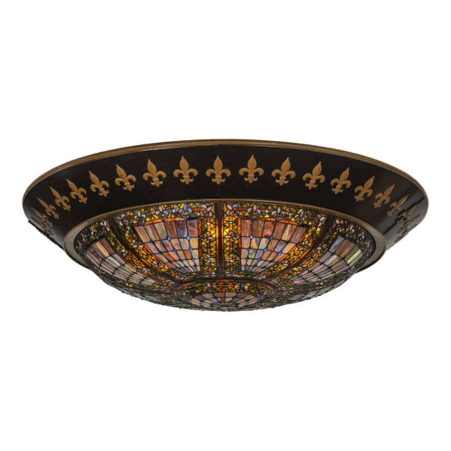 Meyda Tiffany Fleur-de-lis 8 Light 53" Wide Flush Mount Bowl Ceiling Fixture