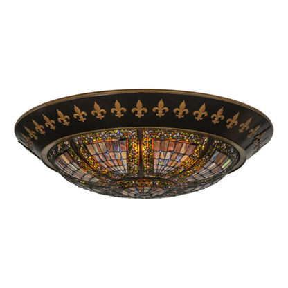 Meyda Tiffany Fleur-de-lis 8 Light 53" Wide Flush Mount Bowl Ceiling Fixture