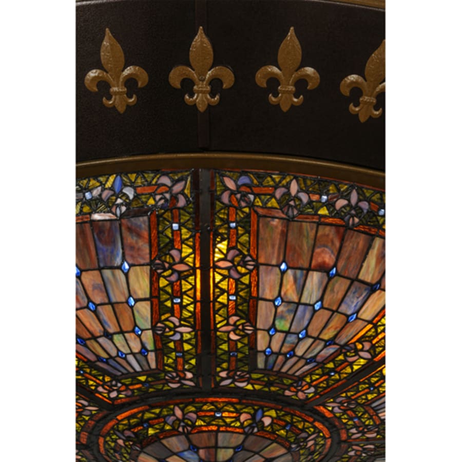 Meyda Tiffany Fleur-de-lis 8 Light 53" Wide Flush Mount Bowl Ceiling Fixture