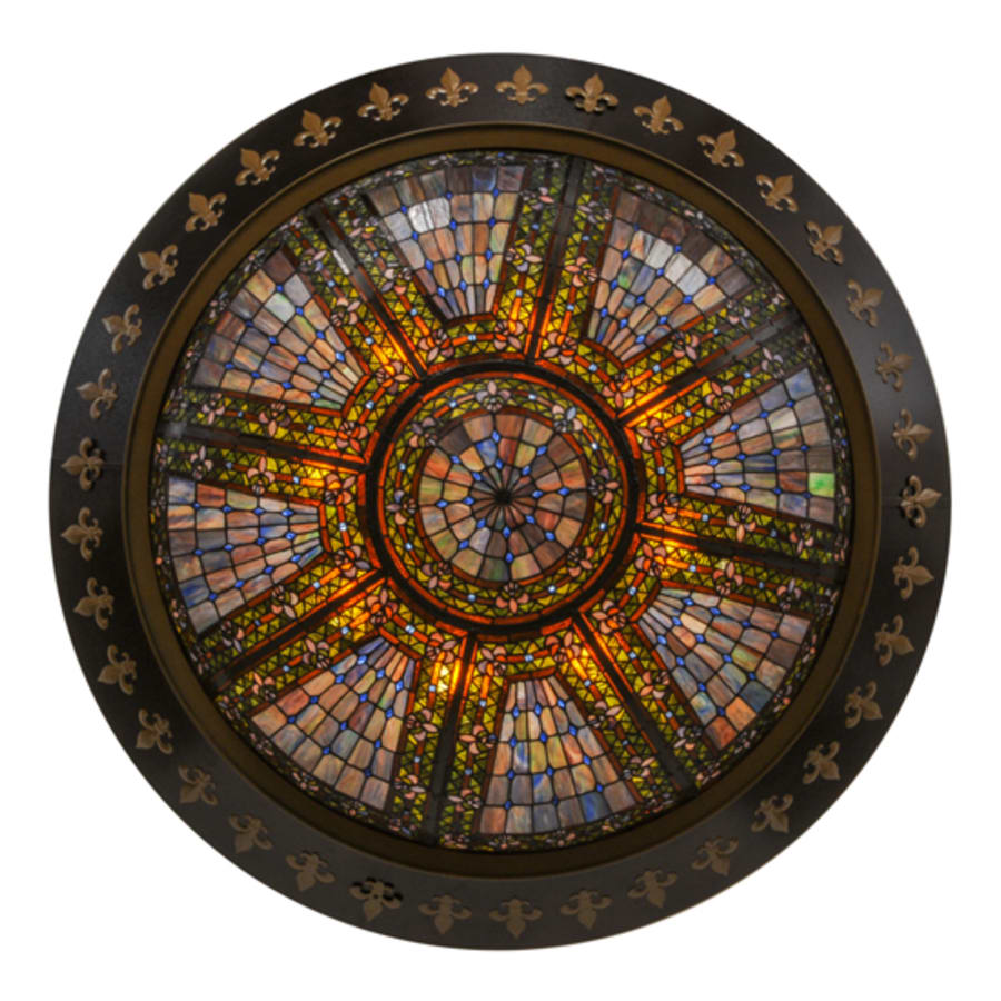 Meyda Tiffany Fleur-de-lis 8 Light 53" Wide Flush Mount Bowl Ceiling Fixture