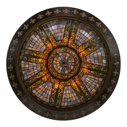 Meyda Tiffany Fleur-de-lis 8 Light 53" Wide Flush Mount Bowl Ceiling Fixture
