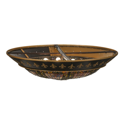 Meyda Tiffany Fleur-de-lis 8 Light 53" Wide Flush Mount Bowl Ceiling Fixture