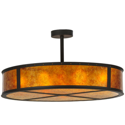 Meyda Tiffany Smythe Craftsman 8 Light 44" Wide Semi-Flush Drum Ceiling Fixture