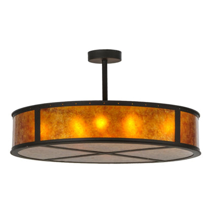 Meyda Tiffany Smythe Craftsman 8 Light 44" Wide Semi-Flush Drum Ceiling Fixture