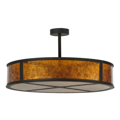 Meyda Tiffany Smythe Craftsman 8 Light 44" Wide Semi-Flush Drum Ceiling Fixture