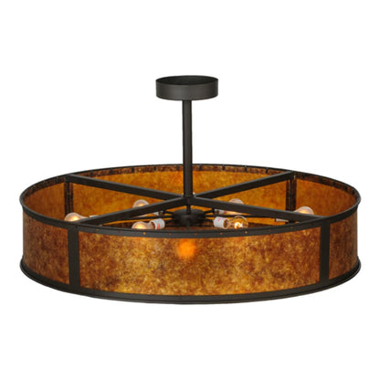 Meyda Tiffany Smythe Craftsman 8 Light 44" Wide Semi-Flush Drum Ceiling Fixture