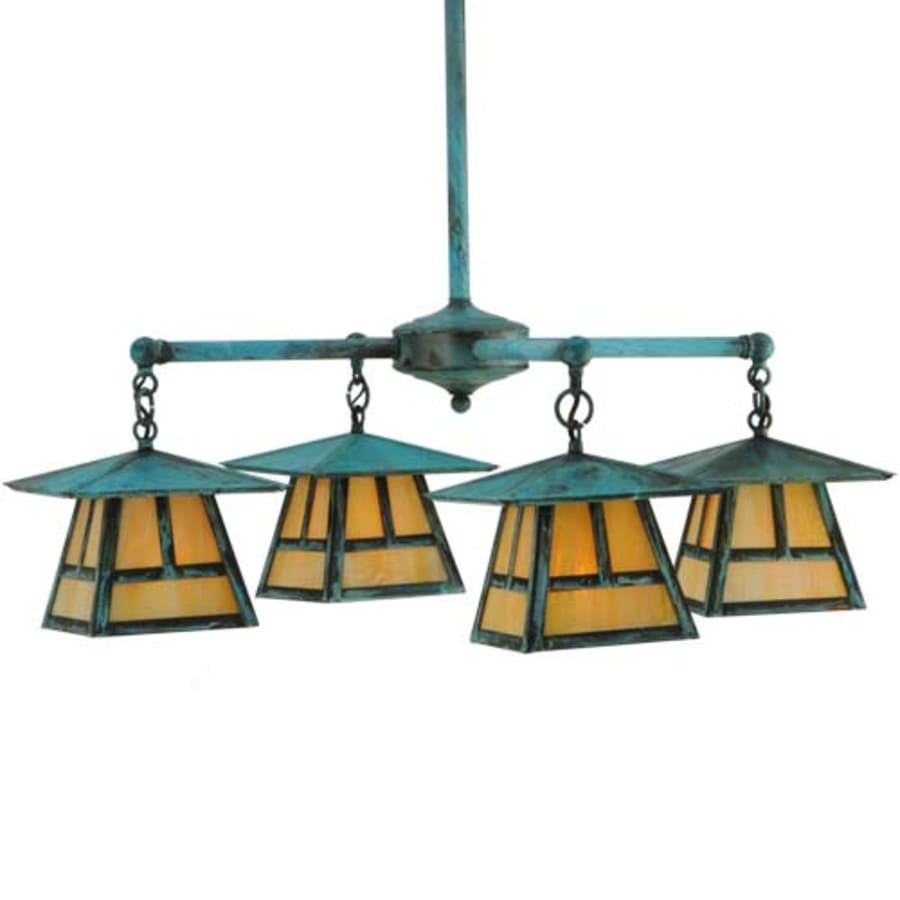 Meyda Tiffany Craftsman Signature 4 Light 32" Wide Semi-flush Ceiling Fixture