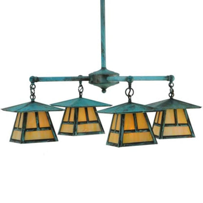 Meyda Tiffany Craftsman Signature 4 Light 32" Wide Semi-flush Ceiling Fixture