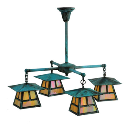 Meyda Tiffany Craftsman Signature 4 Light 32" Wide Semi-flush Ceiling Fixture