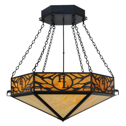 Meyda Tiffany Hexagon Logo 6 Light 48" Wide Pendant
