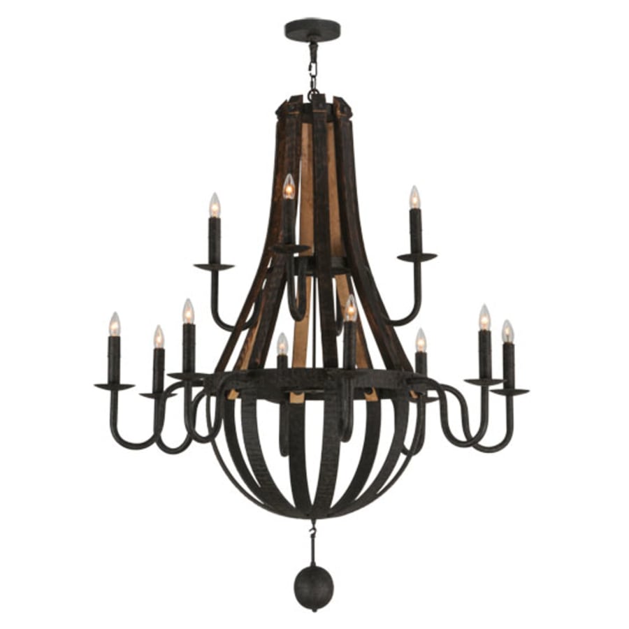Meyda Tiffany Barrel Stave Madera 12 Light 48" Wide Taper Candle Empire Chandelier