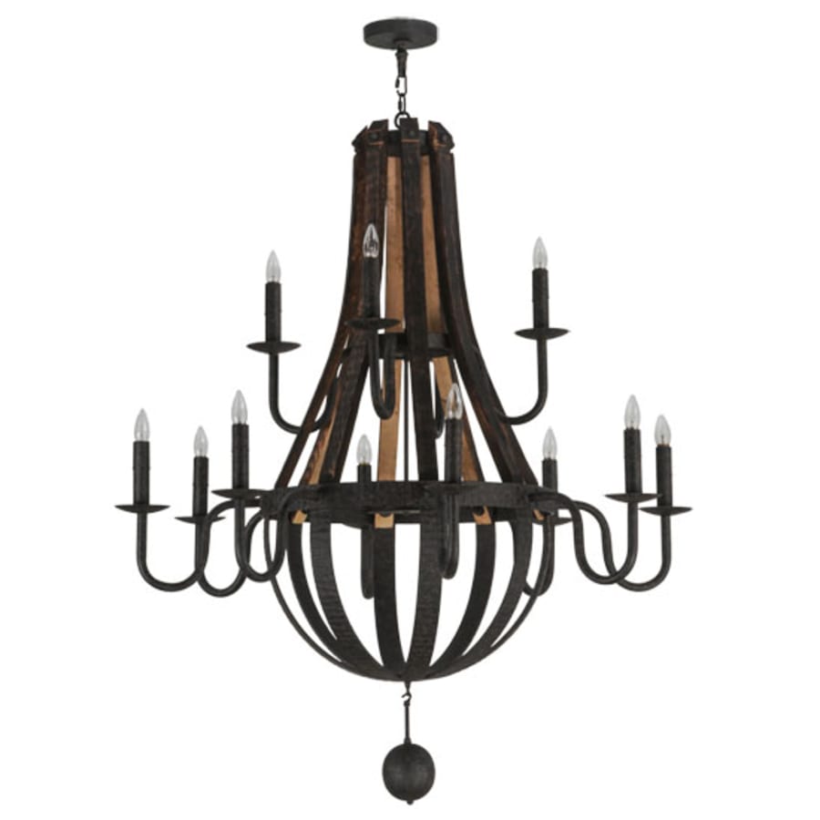 Meyda Tiffany Barrel Stave Madera 12 Light 48" Wide Taper Candle Empire Chandelier