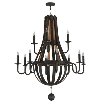 Meyda Tiffany Barrel Stave Madera 12 Light 48" Wide Taper Candle Empire Chandelier